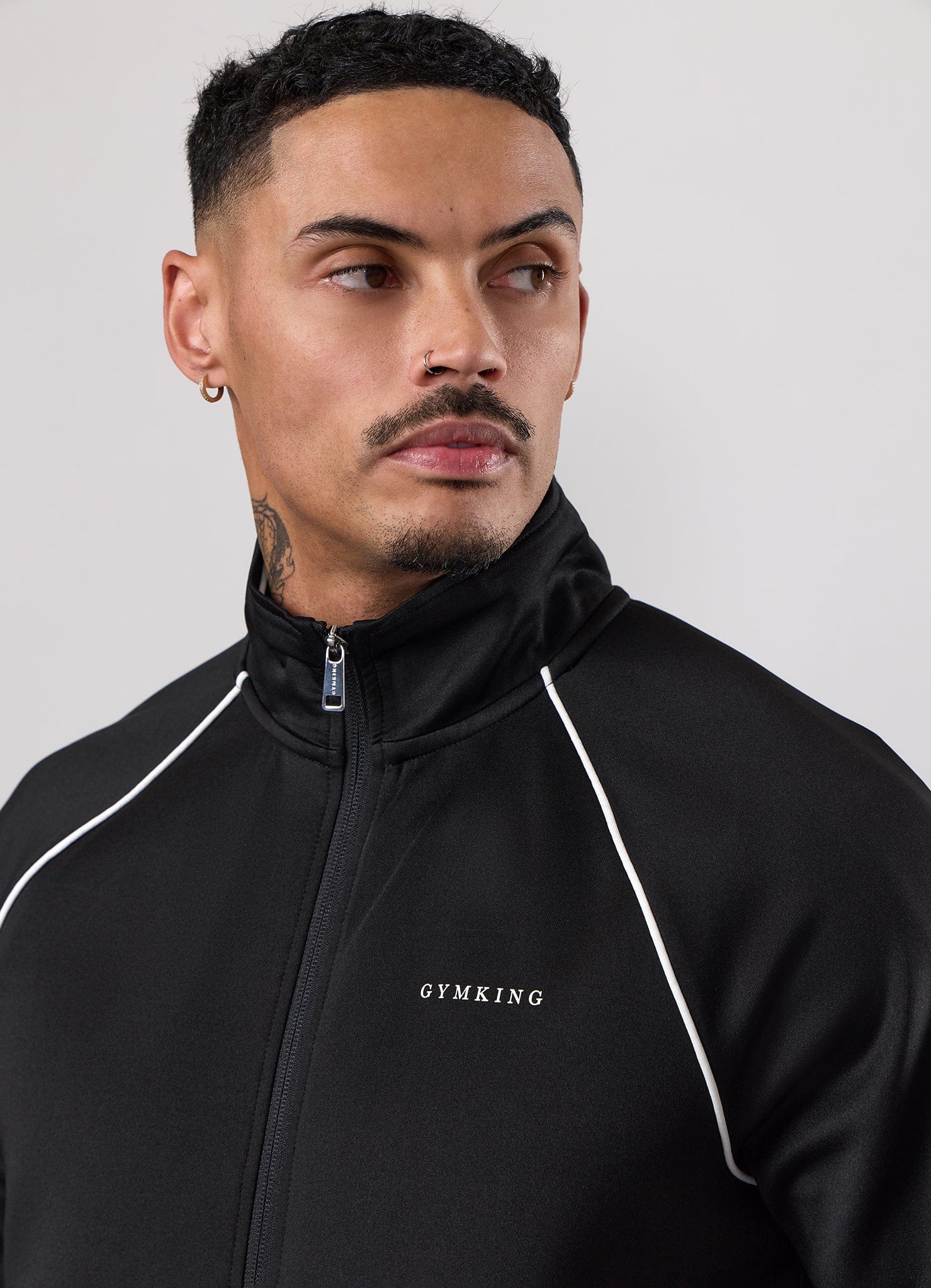 Gym King Core Piped Full Zip Tracksuit - Black