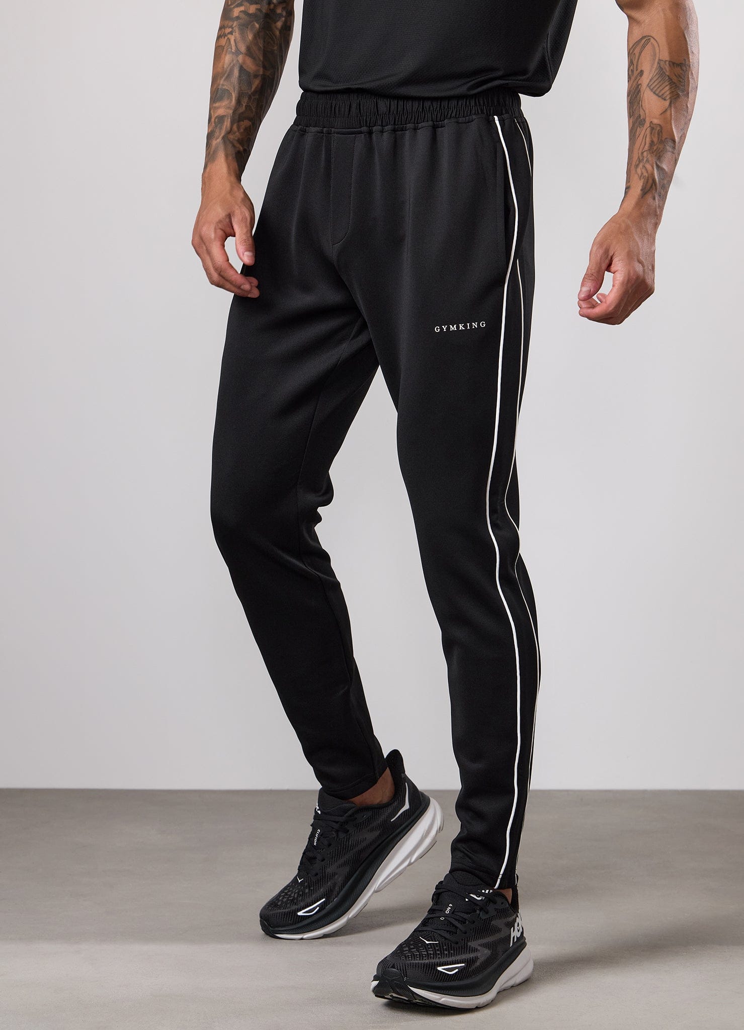 Gym King Core Piped Full Zip Hood Tracksuit - Black