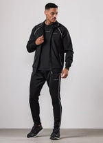 Gym King Core Piped Full Zip Hood Tracksuit - Black