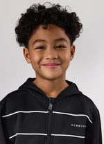 Gym King Kids Core Piped Full Zip Hood Tracksuit - Black