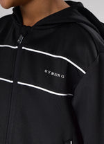 Gym King Kids Core Piped Full Zip Hood Tracksuit - Black
