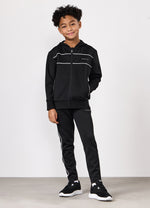 Gym King Kids Core Piped Full Zip Hood Tracksuit - Black
