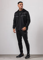 Gym King Core Piped Full Zip Hood Tracksuit - Black