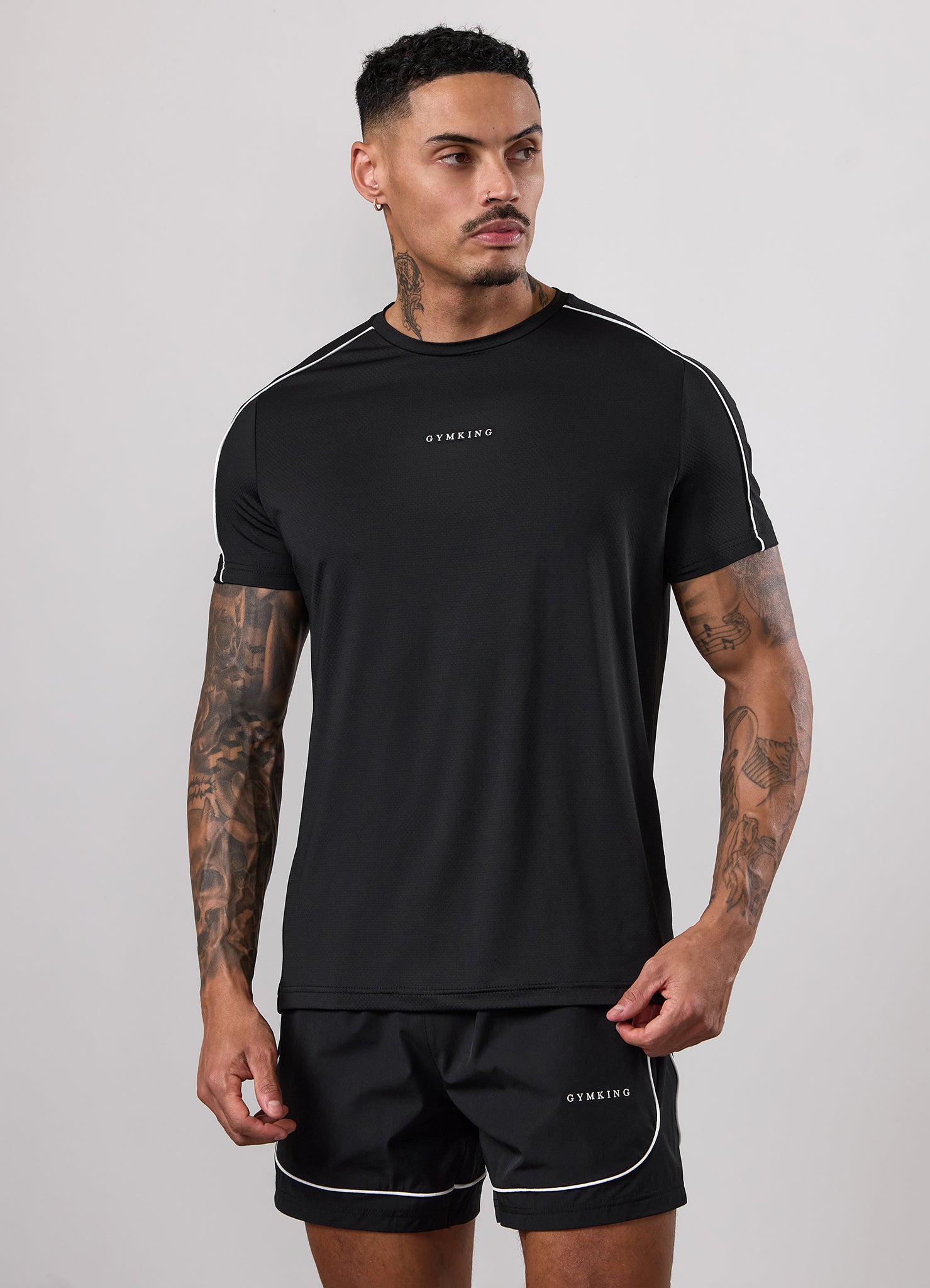 Gym King Core Piped Tee - Black