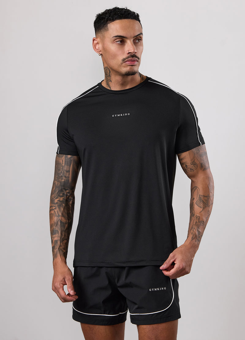 Gym King Core Piped Tee - Black
