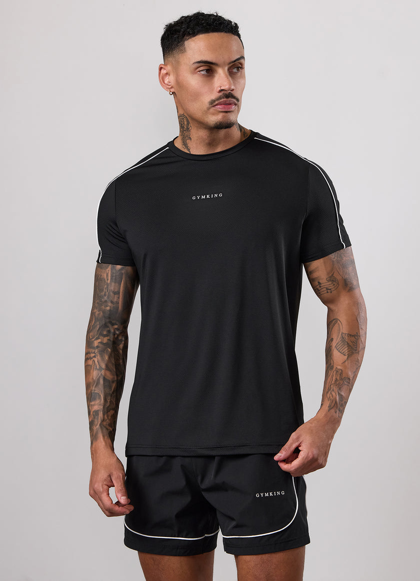 Gym King Core Piped Tee - Black