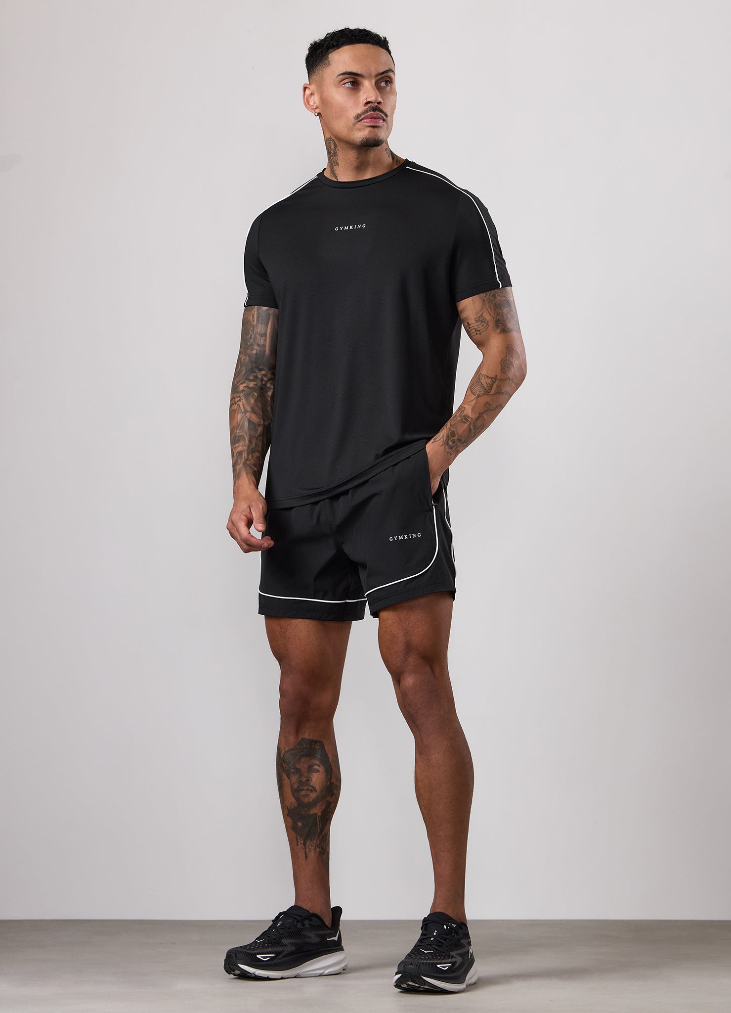 Gym King Core Piped Short - Black