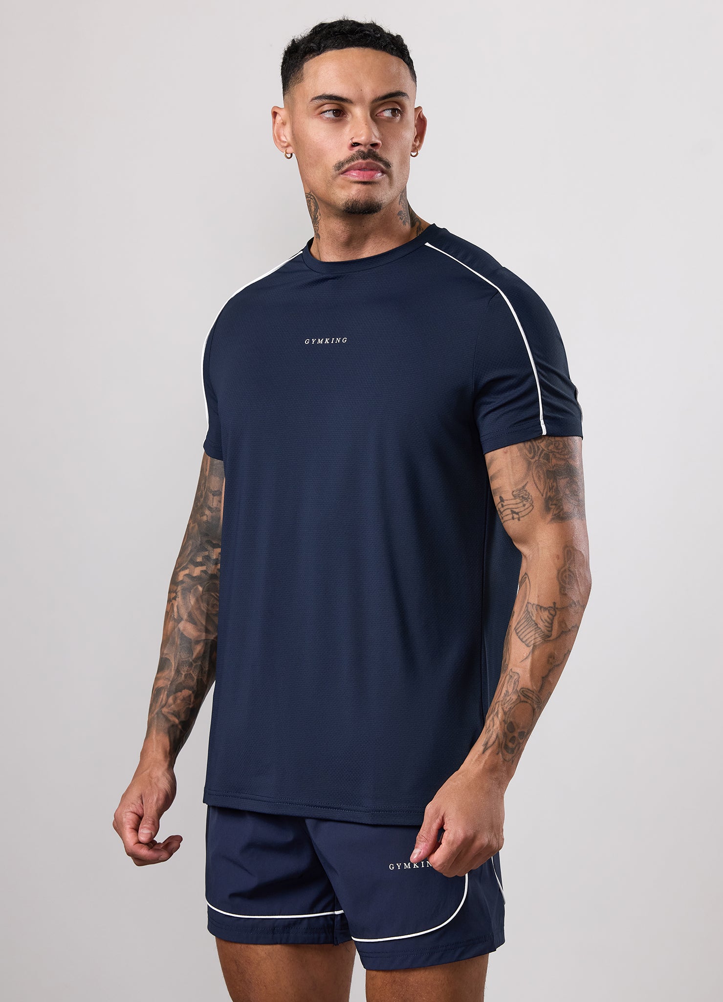 Gym King Core Piped Tee - Navy