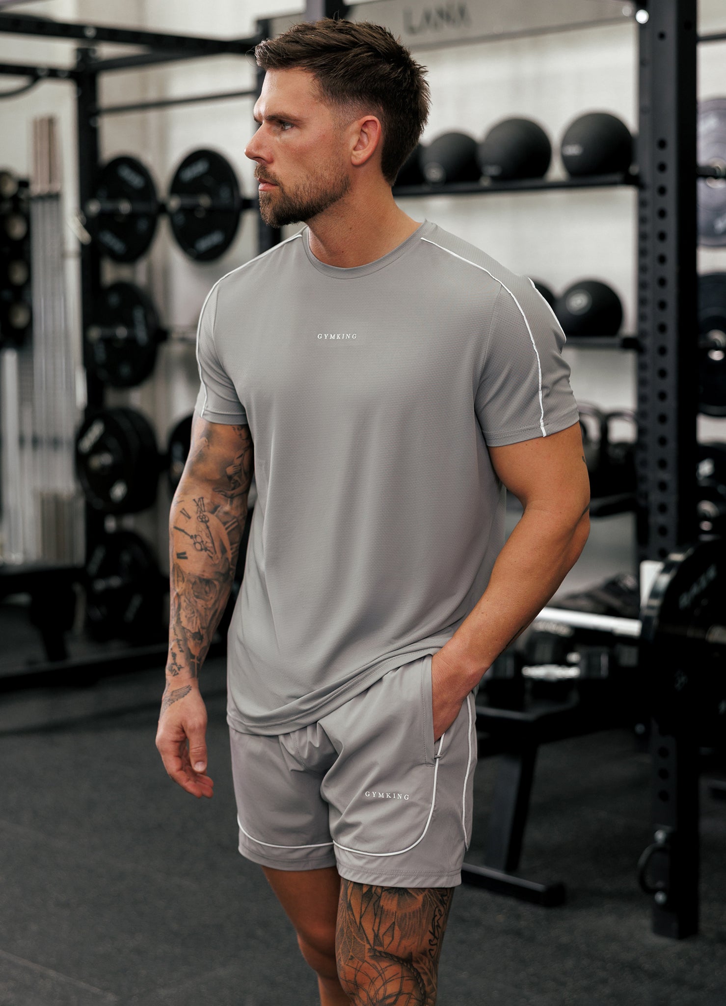 Gym King Core Piped Tee - Urban Grey