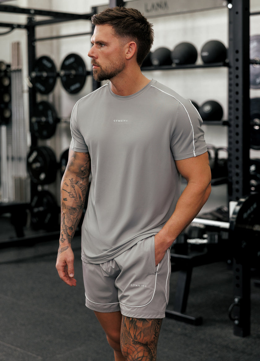 Gym King Core Piped Tee - Urban Grey