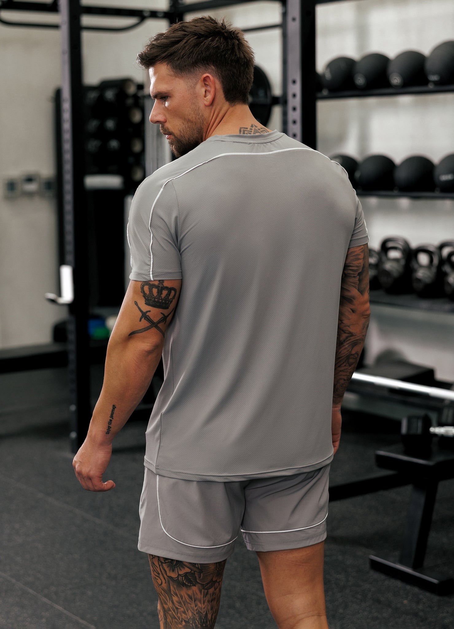 Gym King Core Piped Tee - Urban Grey