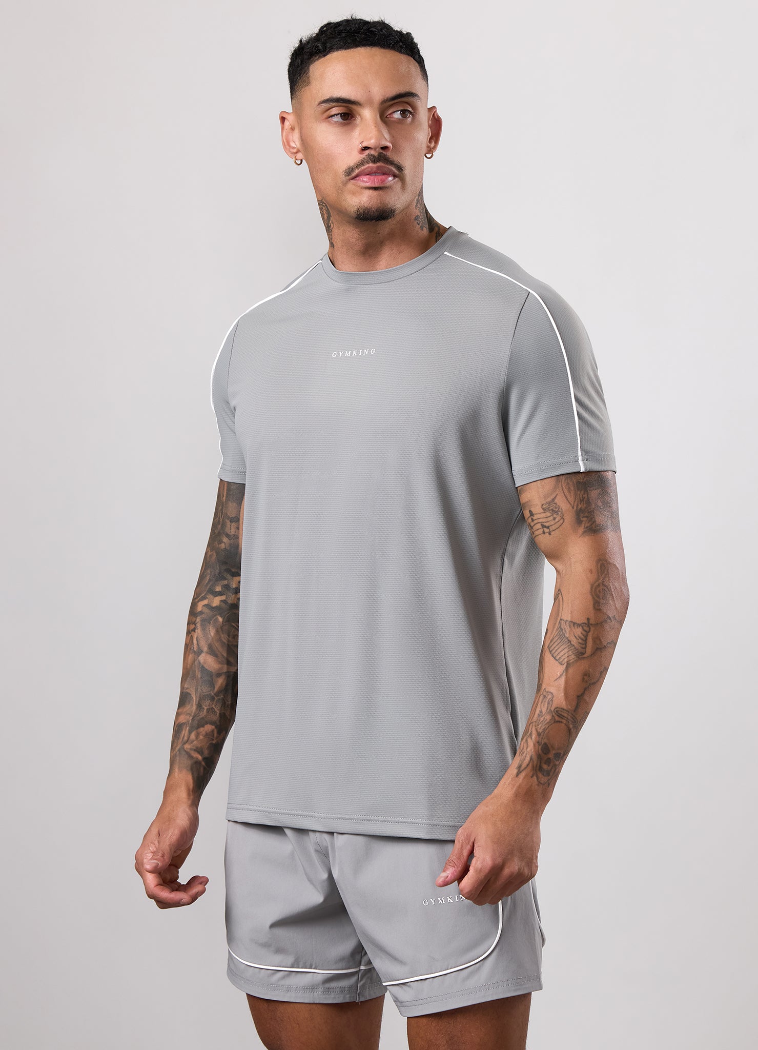 Gym King Core Piped T-Shirt - Urban Grey
