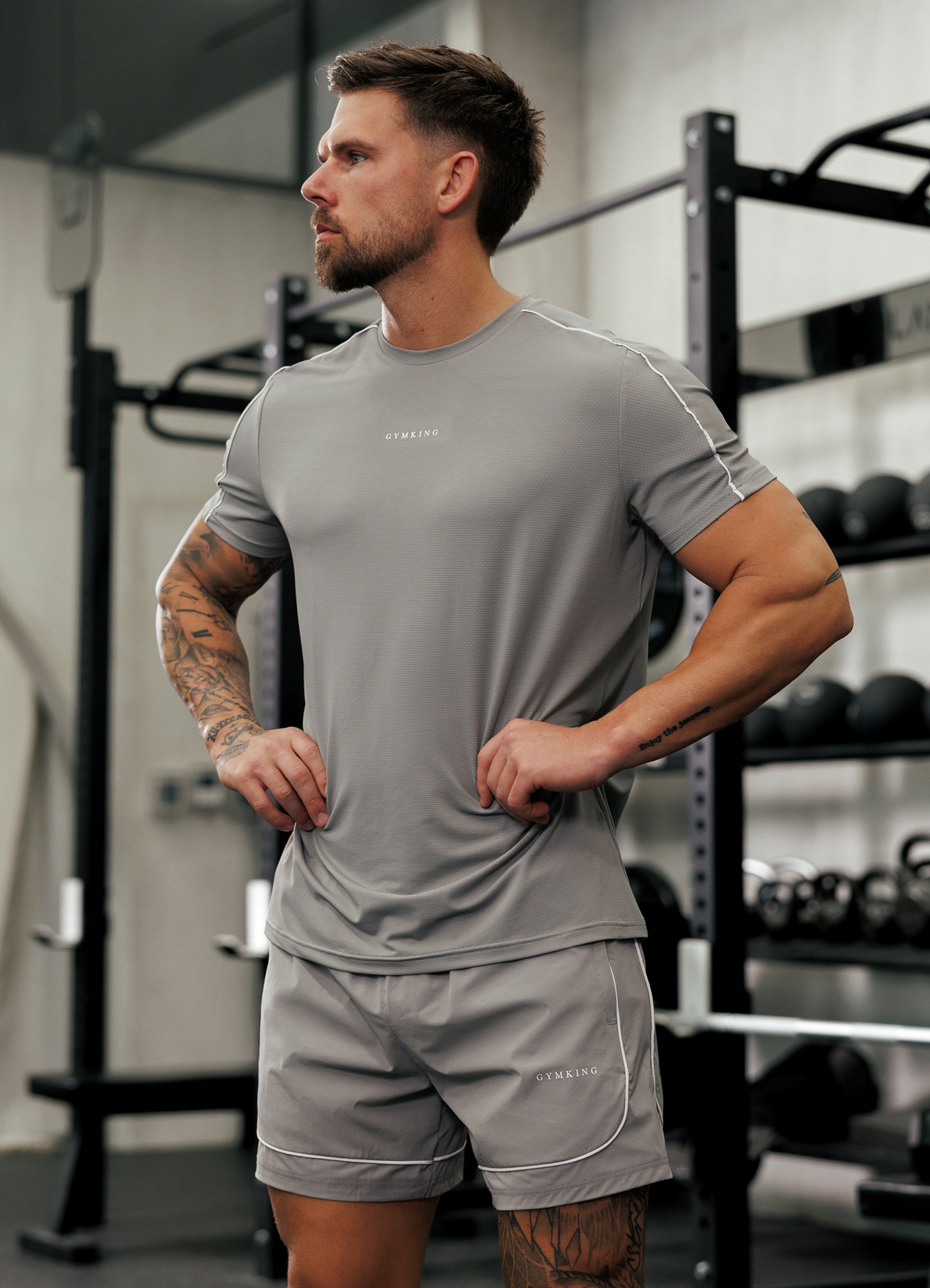 Gym King Core Piped Tee - Urban Grey