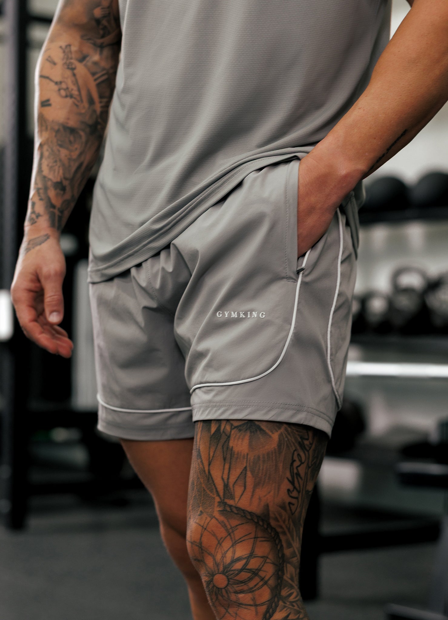 Gym King Core Piped Short - Urban Grey