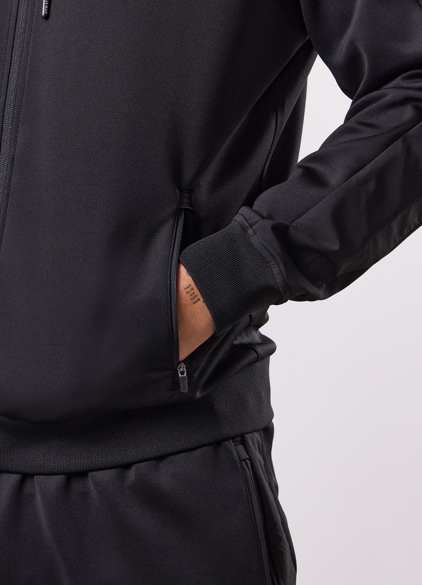 Gym King Core Plus Panel Full Zip Hood Tracksuit - Black