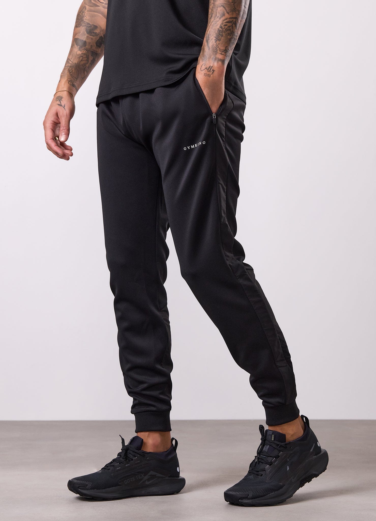 Gym King Core Plus Panel Full Zip Hood Tracksuit - Black