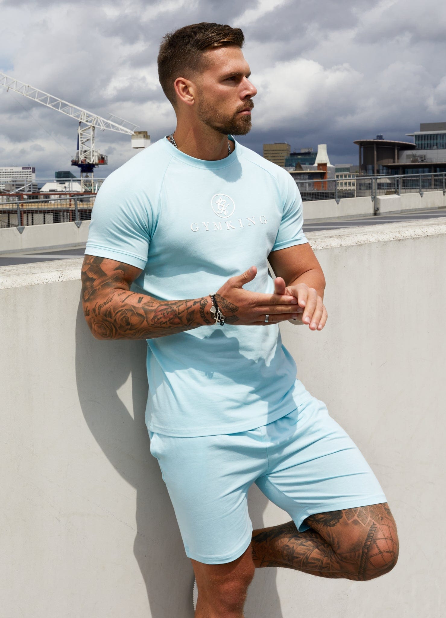 Gym King Pro Jersey Short - Aqua Sky
