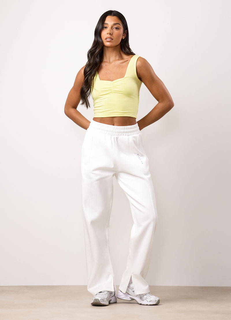 Gym King Ruched Jersey Vest - Lemon Cream