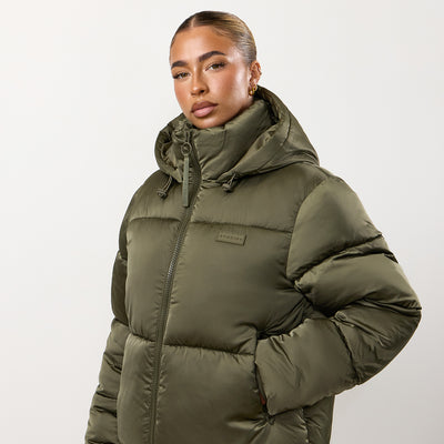 Gym King Cropped Padded Jacket - Iridescent Khaki