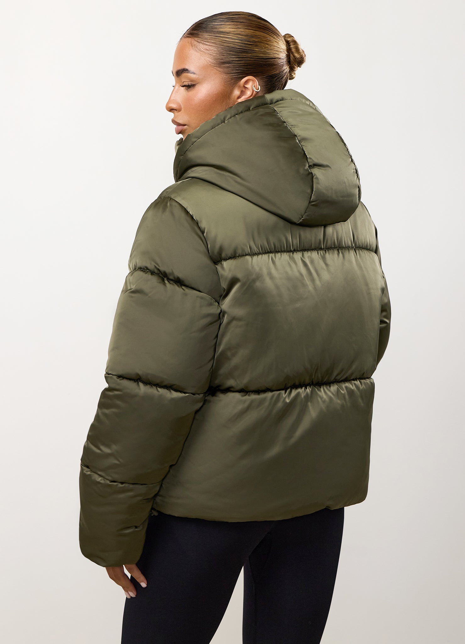 Gym King Cropped Padded Jacket - Iridescent Khaki