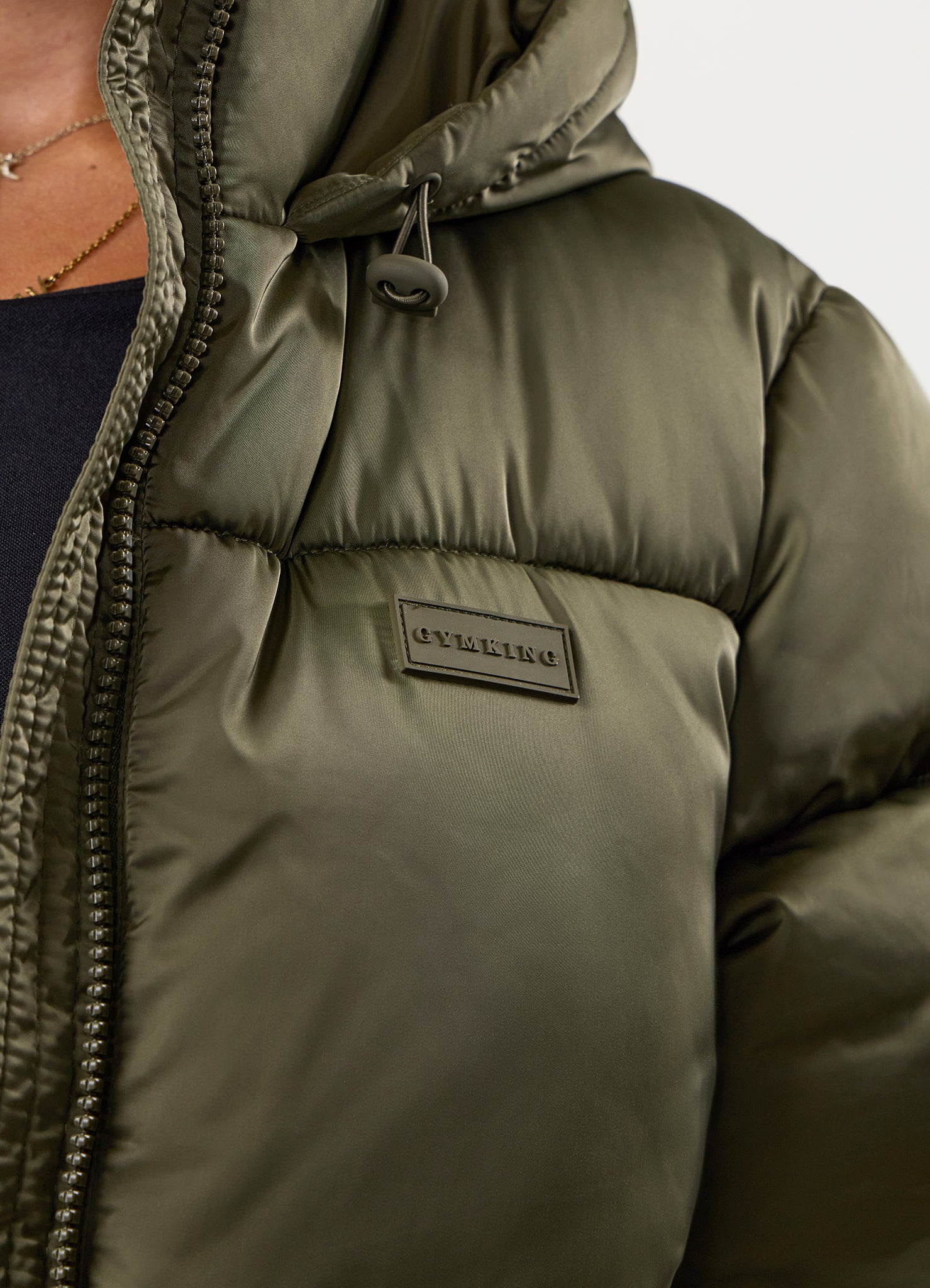Gym King Cropped Padded Jacket - Iridescent Khaki