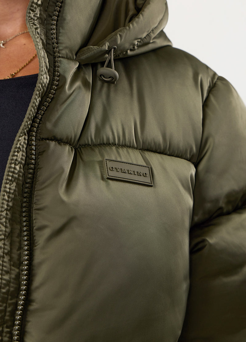 Gym King Cropped Padded Jacket - Iridescent Khaki