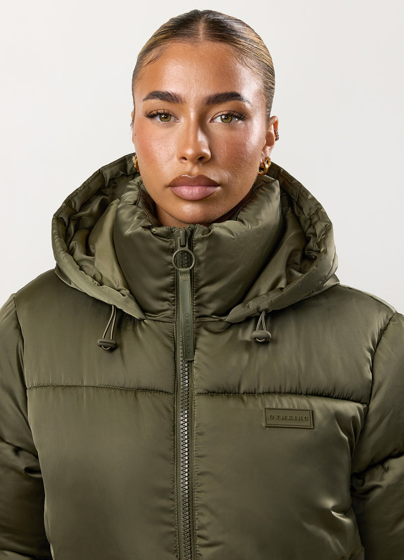 Gym King Cropped Padded Jacket - Iridescent Khaki