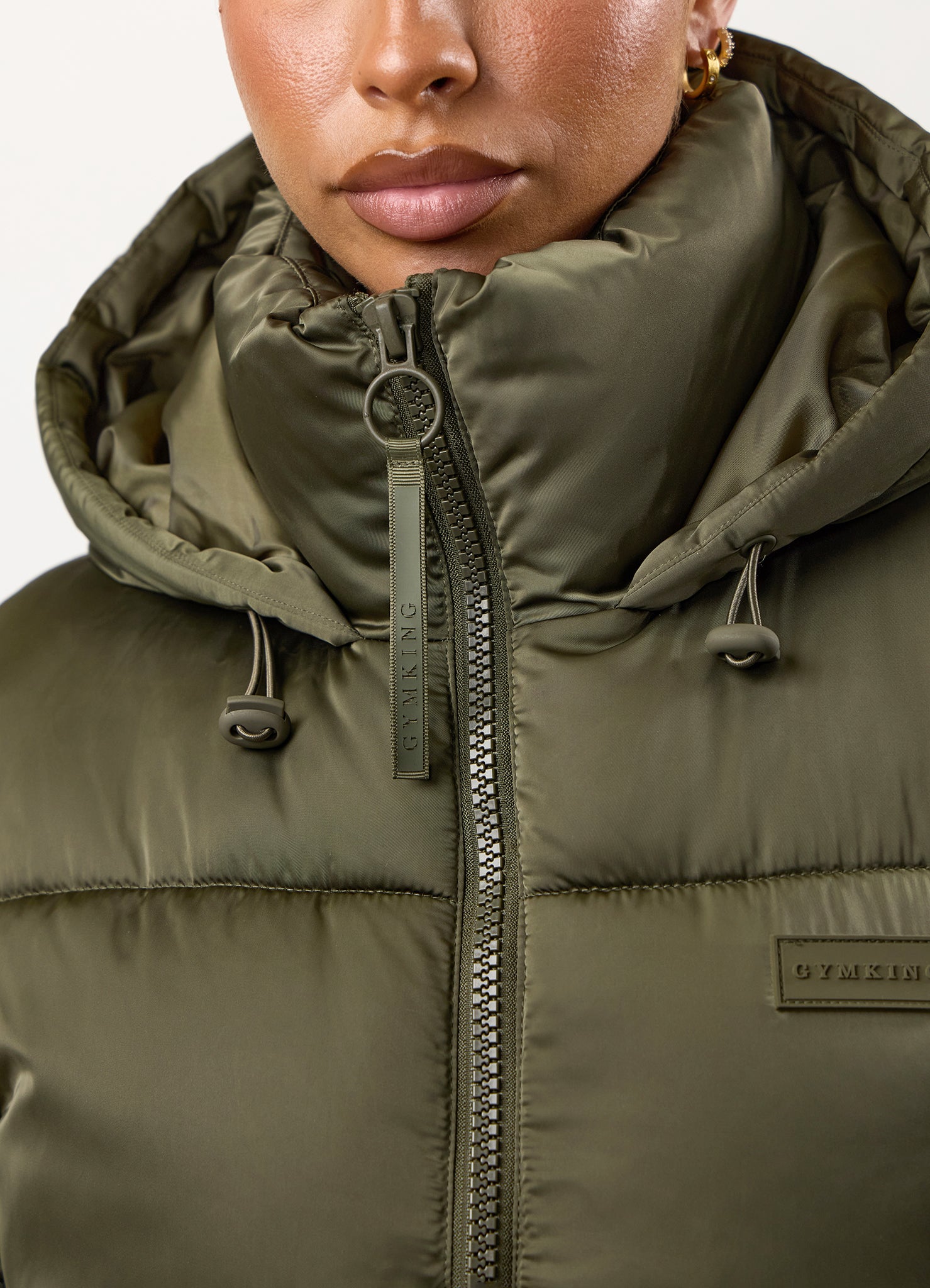 Gym King Cropped Padded Jacket - Iridescent Khaki