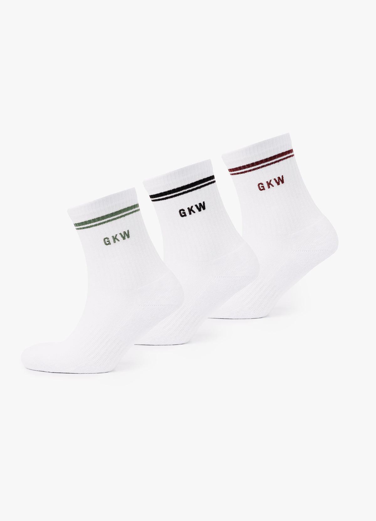 GKW Tipping Crew Sock (3PK) - Black/Claret/Fern