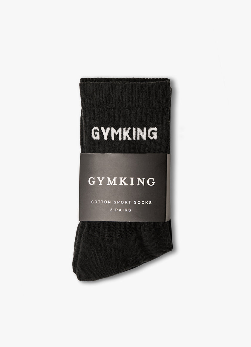 Gym King Linear Crew Sock (2pk) - Black