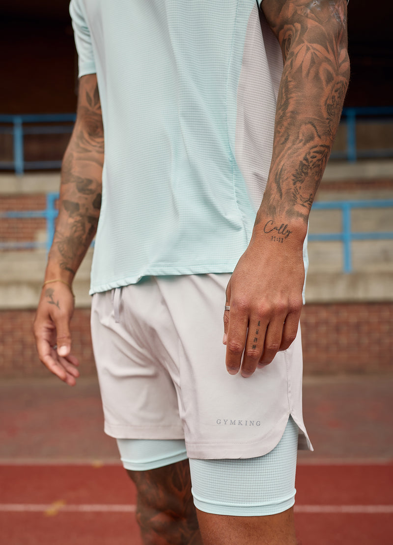 Gym King Progress 2-In-1 Short - Light Grey/Ice Blue