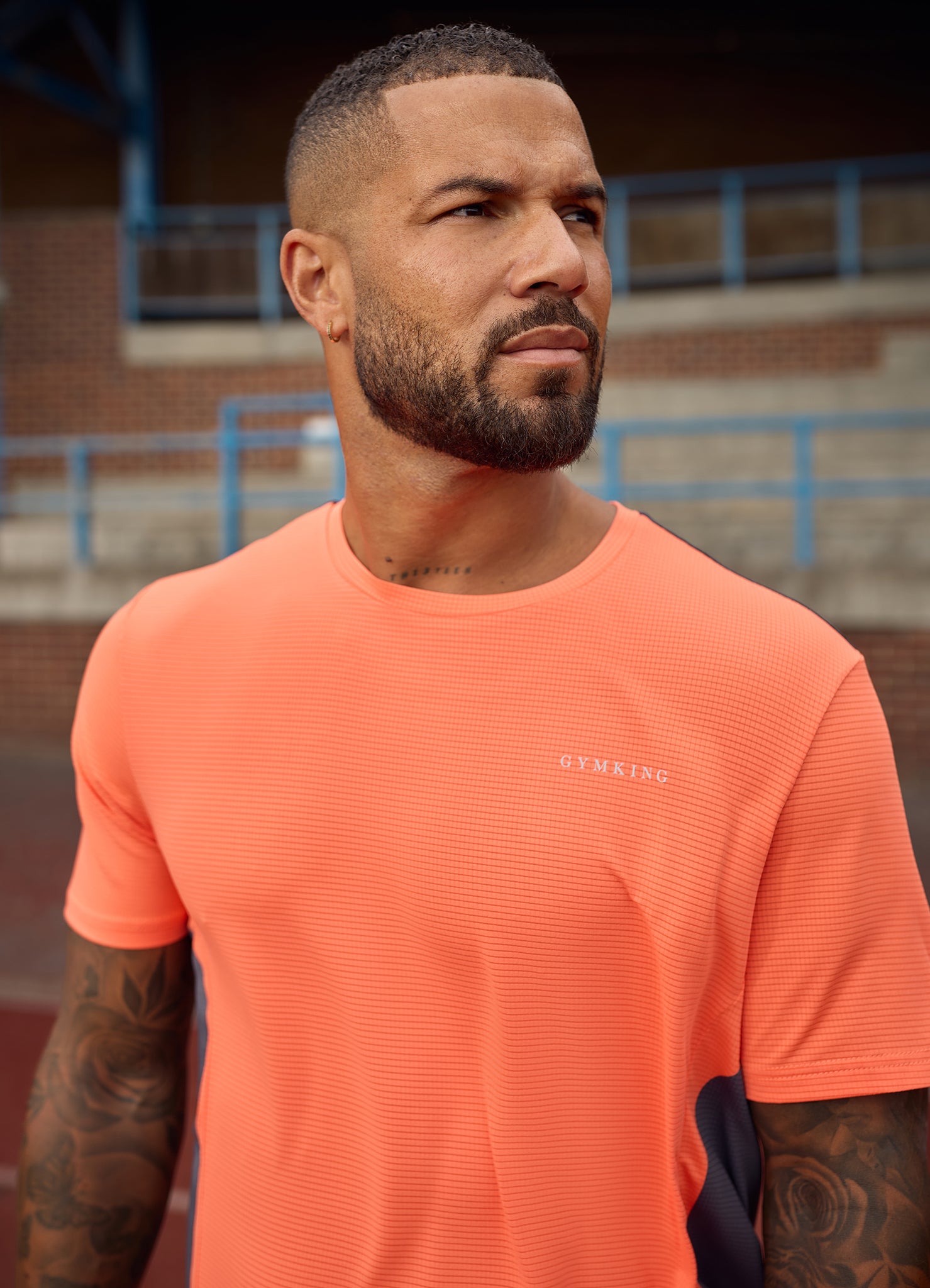 Gym King Progress Performance Tee - Hot Orange/Graphite