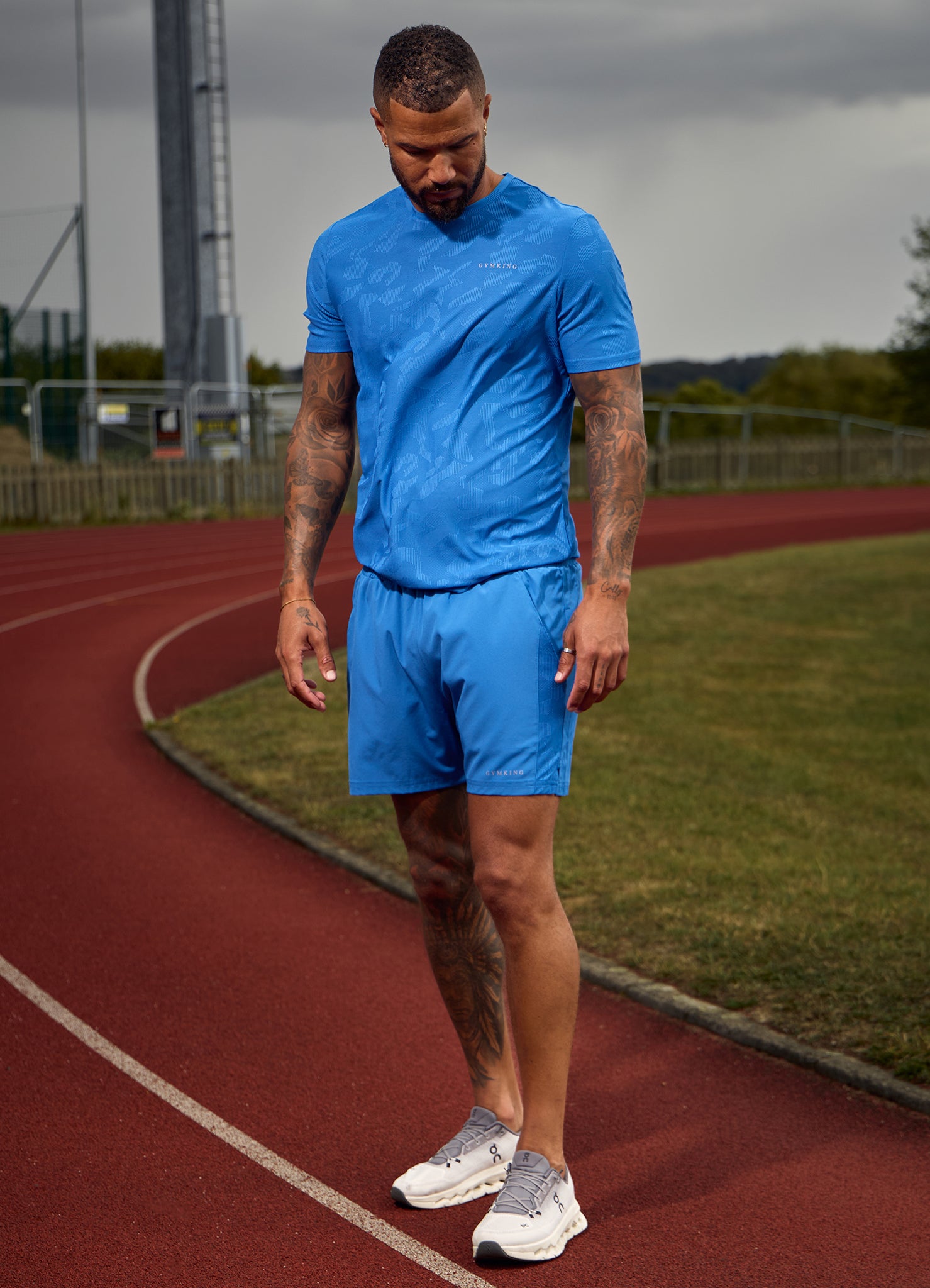 Gym King Progress Texture Tee - Electric Blue