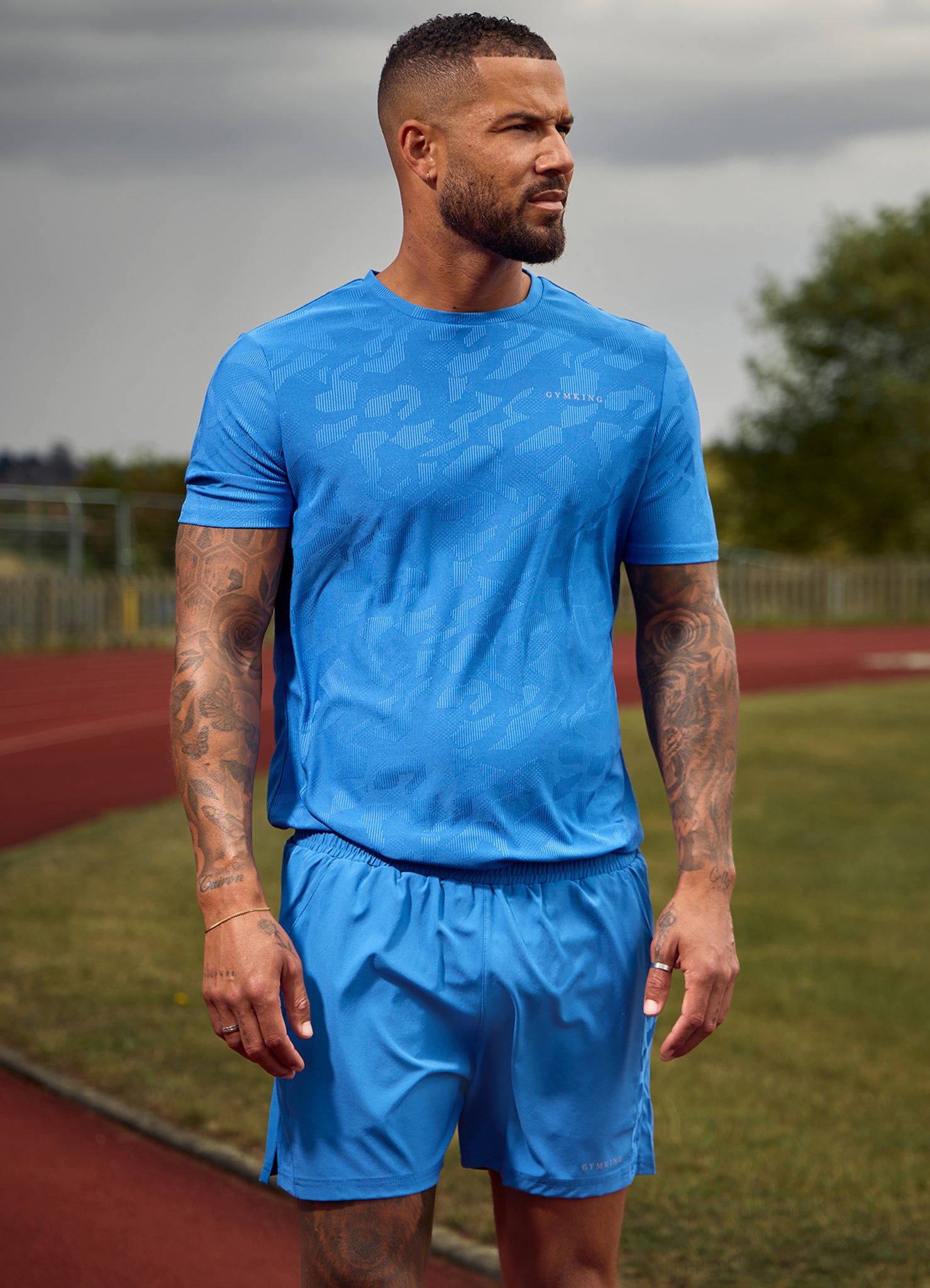 Gym King Progress Texture Tee - Electric Blue