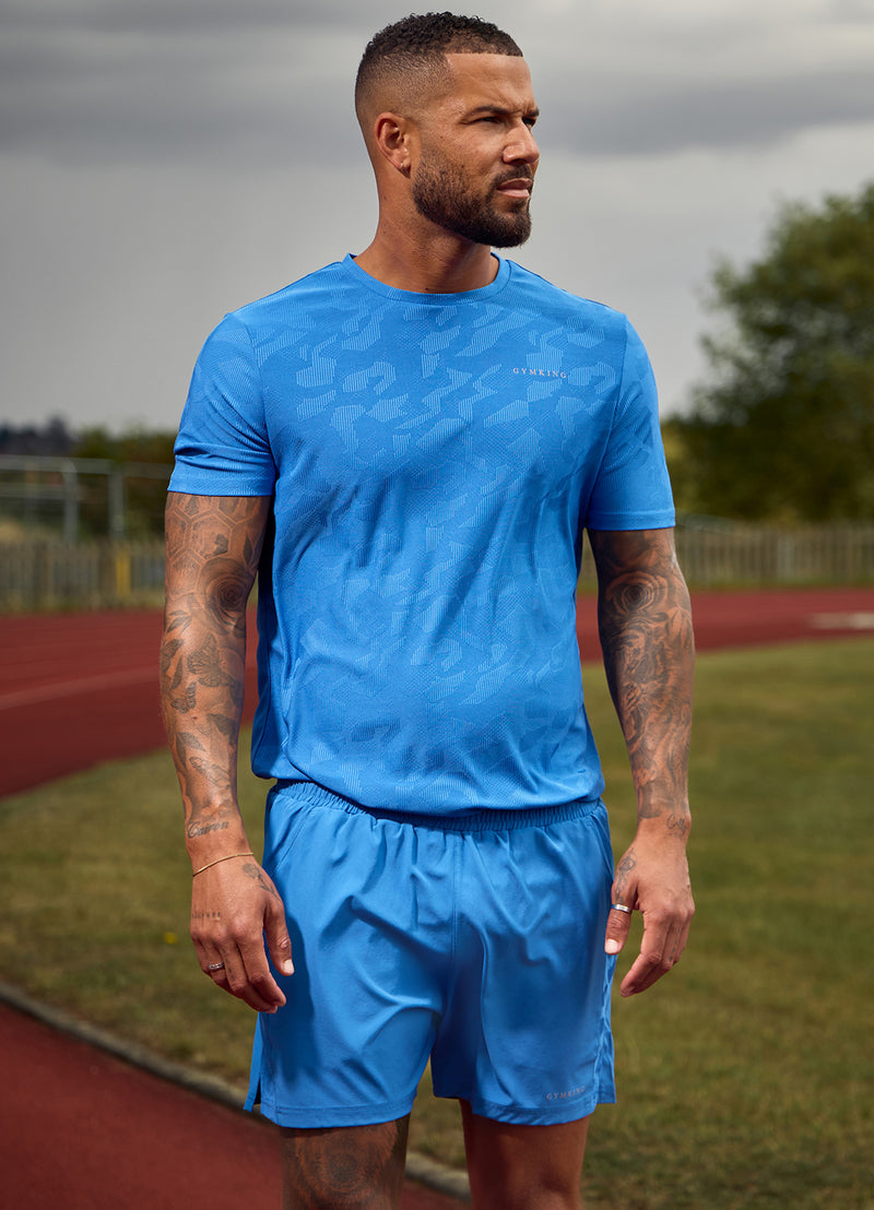 Gym King Progress Texture Tee - Electric Blue