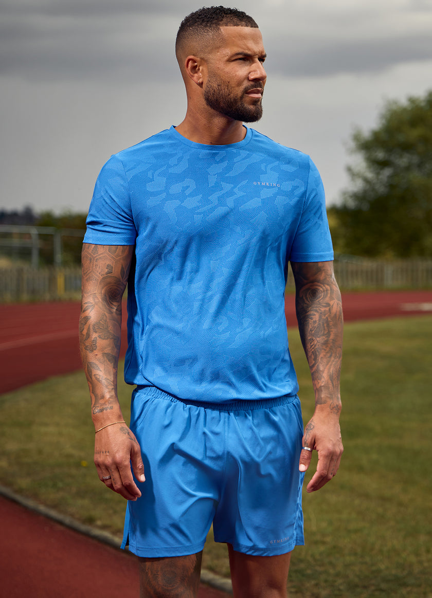 Gym King Progress Texture Tee - Electric Blue