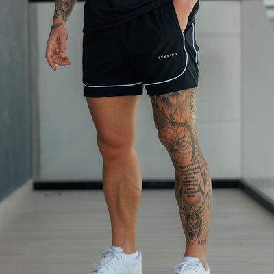 Gym King Core Piped Short - Black