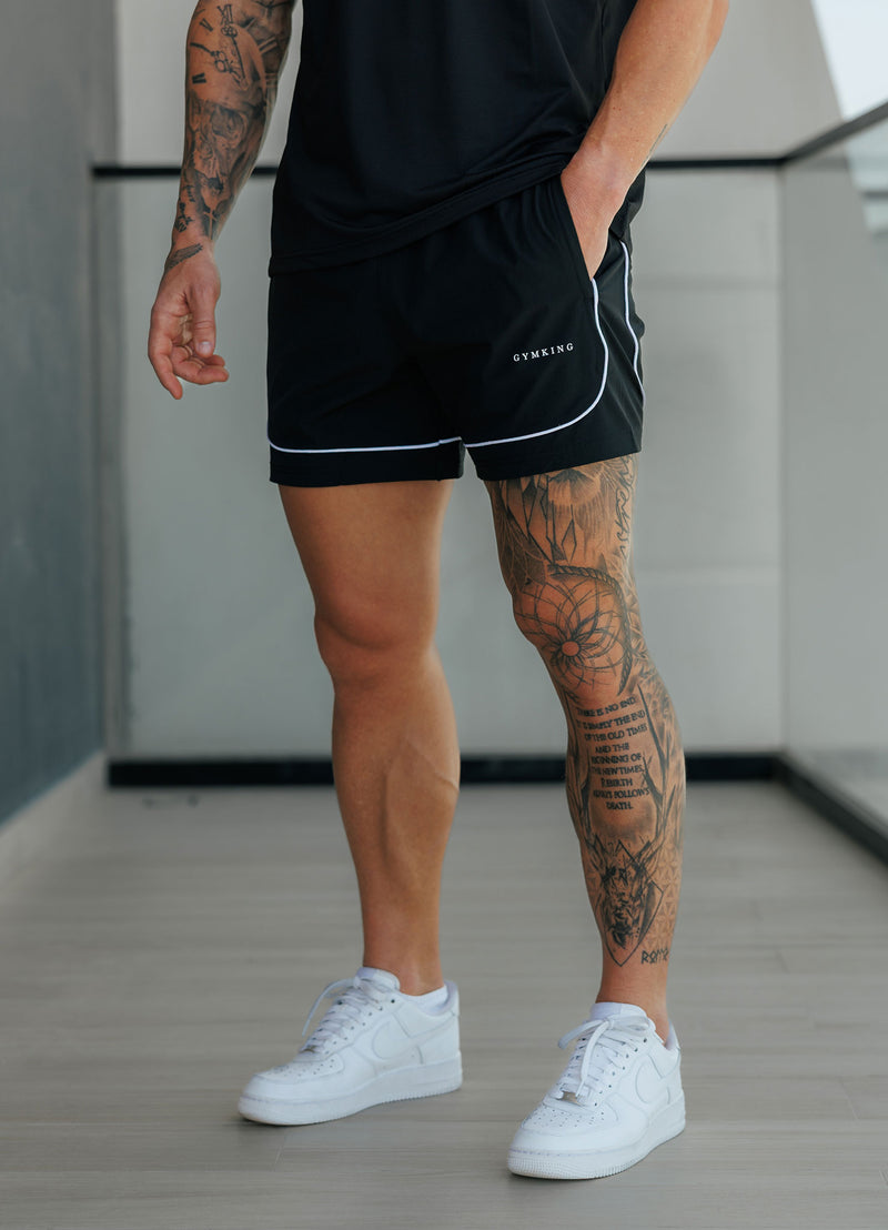 Gym King Core Piped Short - Black