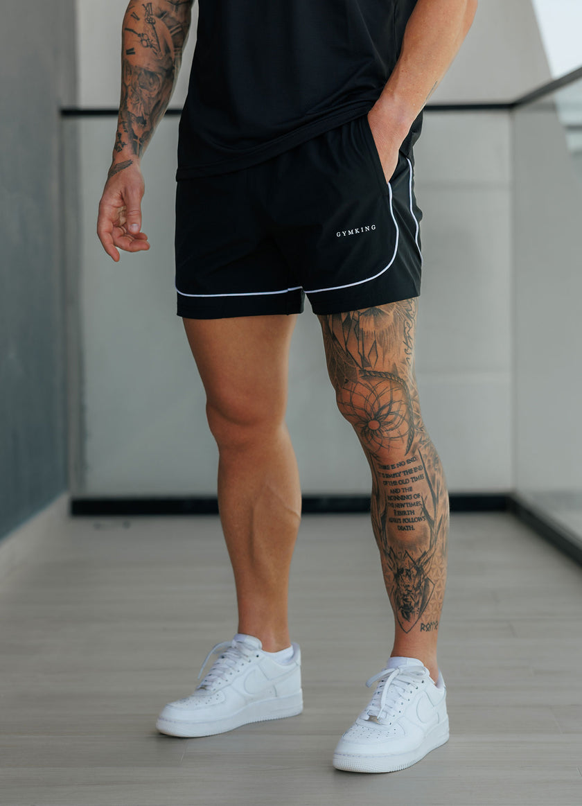 Gym King Core Piped Short - Black