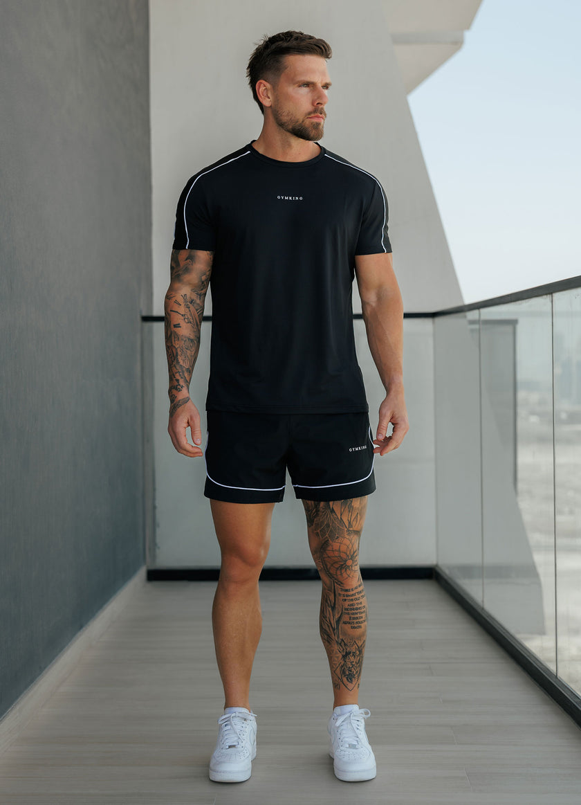 Gym King Core Piped Tee - Black