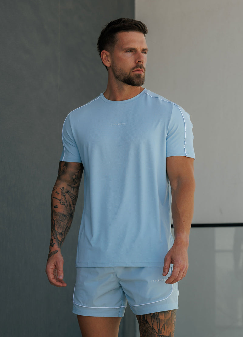 Gym King Core Piped Tee - Fresh Blue