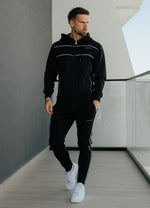 Gym King Core Piped Full Zip Hood Tracksuit - Black thumbnail