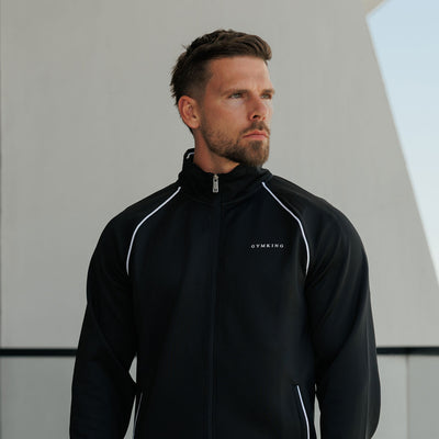 Gym King Core Piped Full Zip Funnel - Black