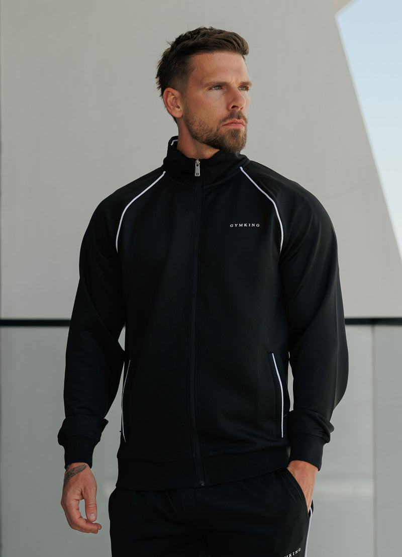 Gym King Core Piped Full Zip Funnel - Black