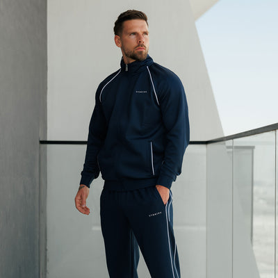 Gym King Core Piped Full Zip Tracksuit - Navy
