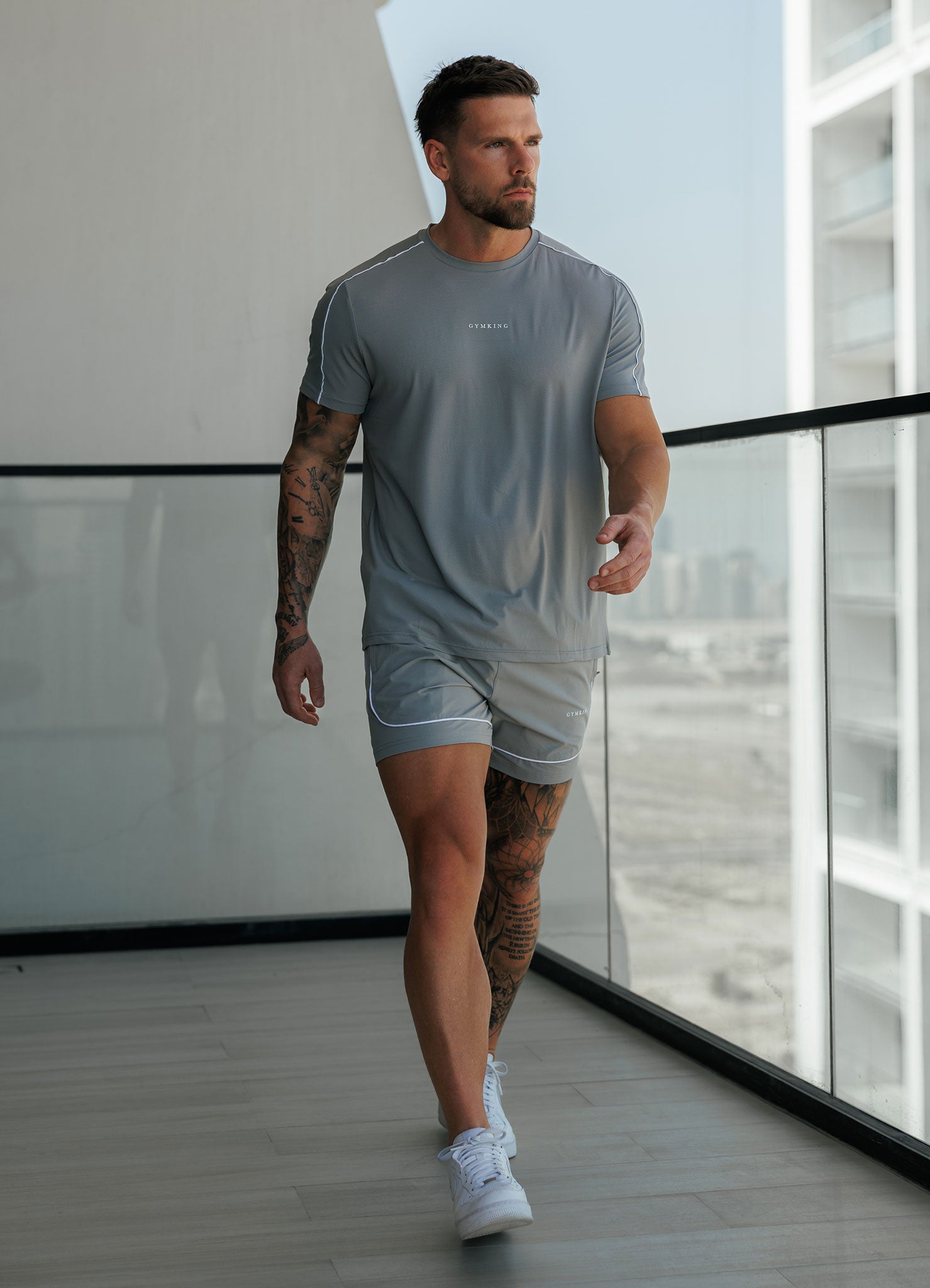 Gym King Core Piped Tee - Urban Grey
