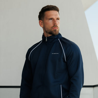 Gym King Core Piped Full Zip Funnel - Navy