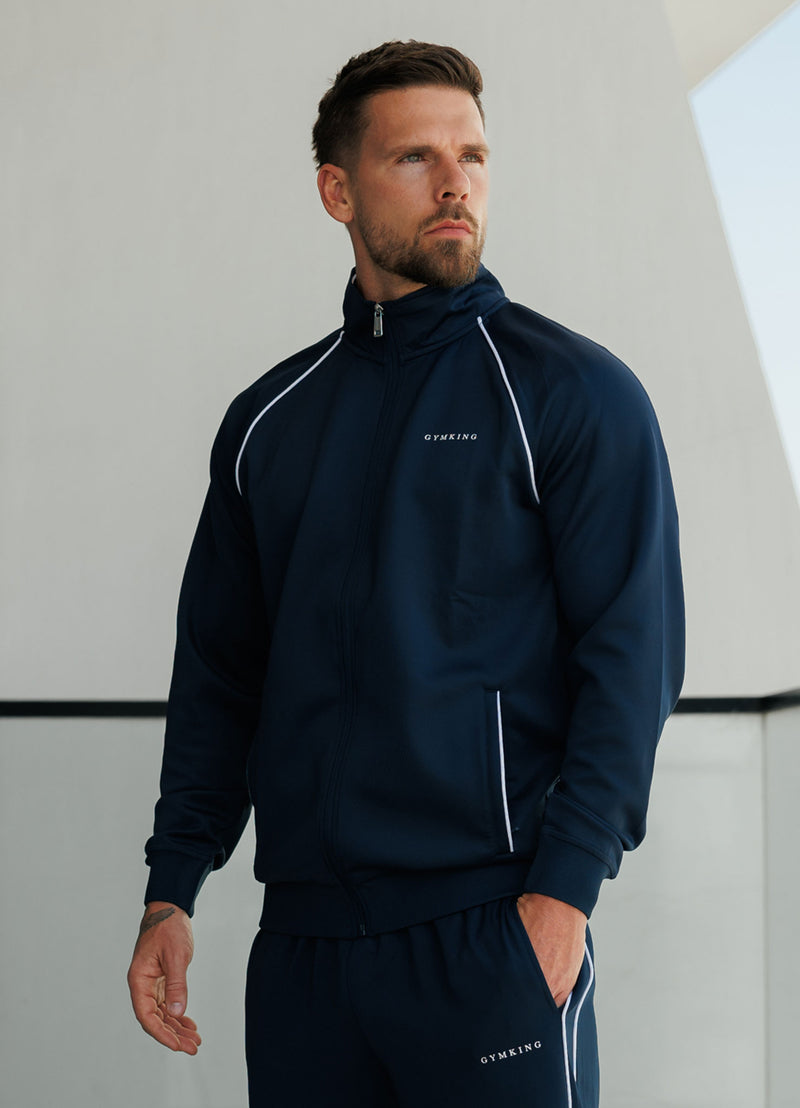 Gym King Core Piped Full Zip Funnel - Navy