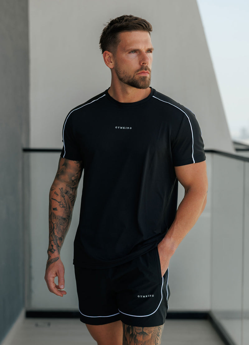 Gym King Core Piped Tee - Black