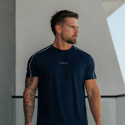 Gym King Core Piped Tee - Navy